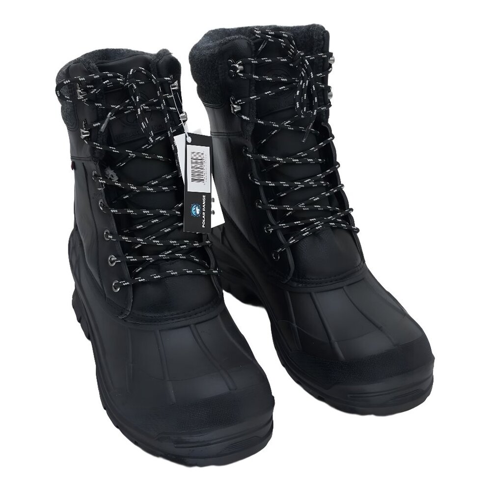 Polar Range Men's Fowler Waterproof Lace-Up Winter Boots Black 12M